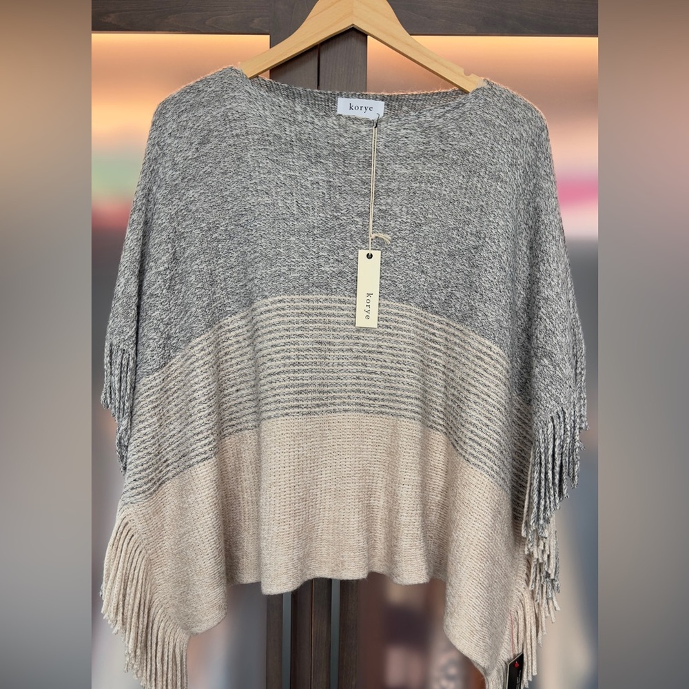 Gray and Cream Women's Poncho